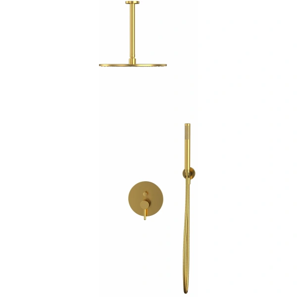 душевой комплект whitecross y yset12glb 300 мм, со смесителем, золотой матовый