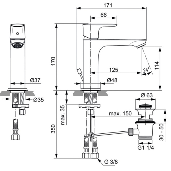 смеситель для раковины ideal standard connect air a7012aa