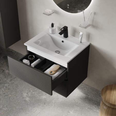 тумба с раковиной iddis bild bil60g0i95k подвесная, 60 см, темно-серый