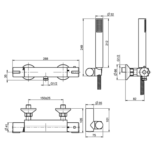 смеситель для душа fima carlo frattini fimatherm f4095cr термостат