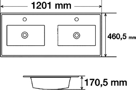 раковина встраиваемая сверху sanvit 9122 d 121x46 двойная