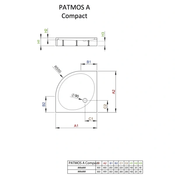 акриловый поддон 90x90 см radaway patmos a compact 4s99155-05