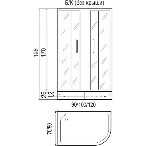 душевой уголок river don 120×80 мт l 10000000098 без поддона