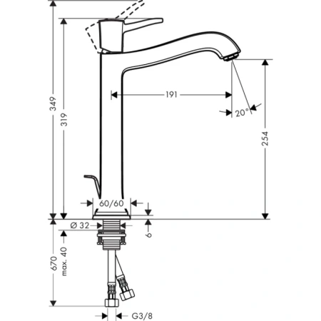 смеситель для раковины-чаши 260 с донным клапаном hansgrohe metropol classic 31303090