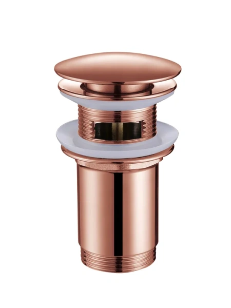 Донный клапан Abber AF0010MRG для раковины, с переливом, клик клак, розовое золото матовое