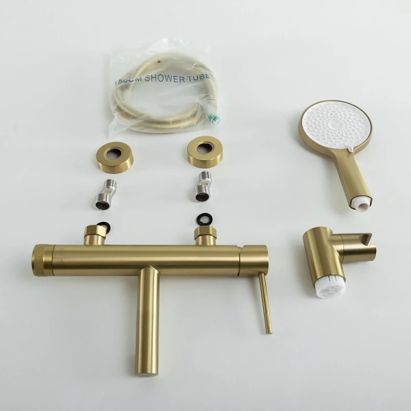 смеситель для ванны cezares relax relax-vd-boro с душевым гарнитуром, золотой матовый