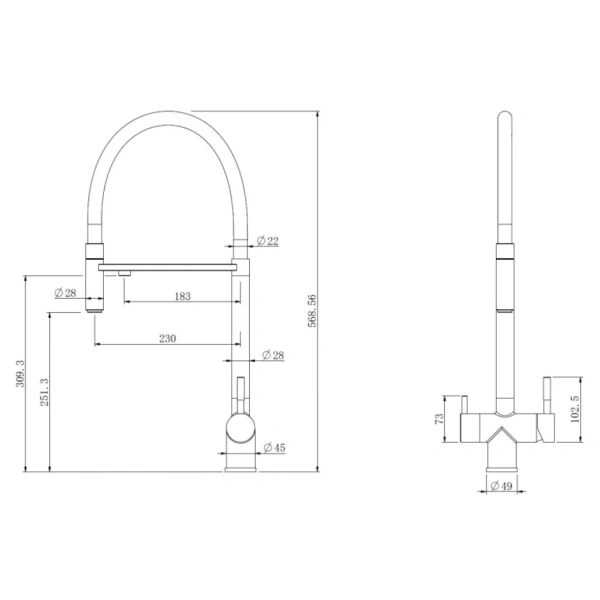 смеситель для кухни с подключением к фильтру abber wasser kreis af81141, цвет хром/ черный
