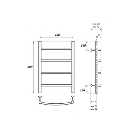 полотенцесушитель point афина п4 pn04146 водяной, 40x60 см, хром