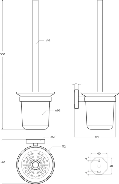 Ёршик для унитаза Cezares Relax RELAX-TBS-V-01 настенный, хром