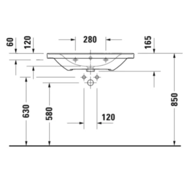 раковина полувстраиваемая duravit d-neo 80 см 2367800000, цвет белый