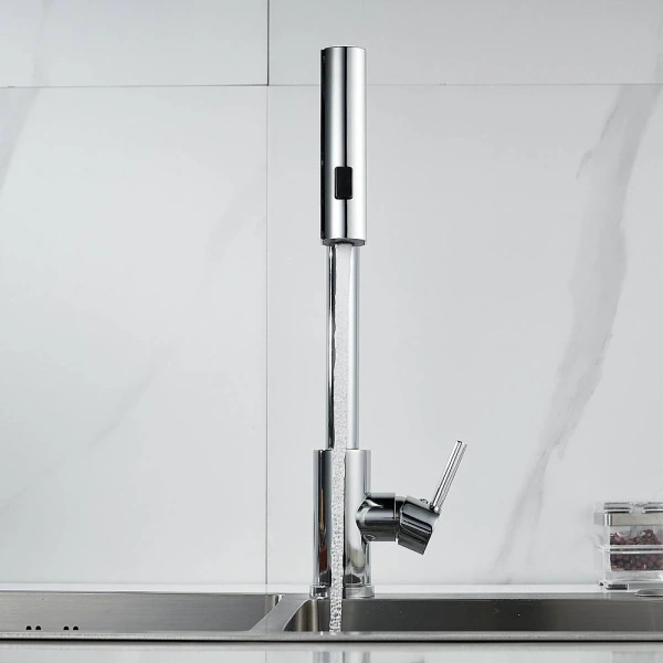 смеситель для кухни raffine f203 с выдвижным изливом, хром