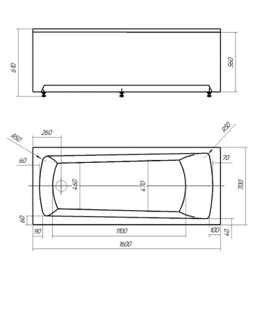 акриловая ванна aquatek либра new 160x70 lib160n-0000006 без гидромассажа без панелей с каркасом (разборный) со слив-переливом (слева)