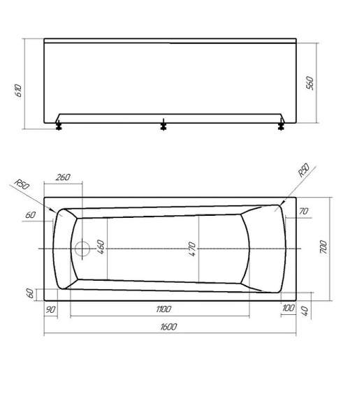 акриловая ванна aquatek либра new 160x70 lib160n-0000003 без гидромассажа с фронтальной панелью с каркасом (разборный) со слив-переливом (слева)