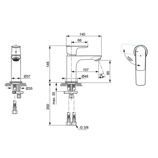 смеситель для раковины ideal standard connect air a7011aa