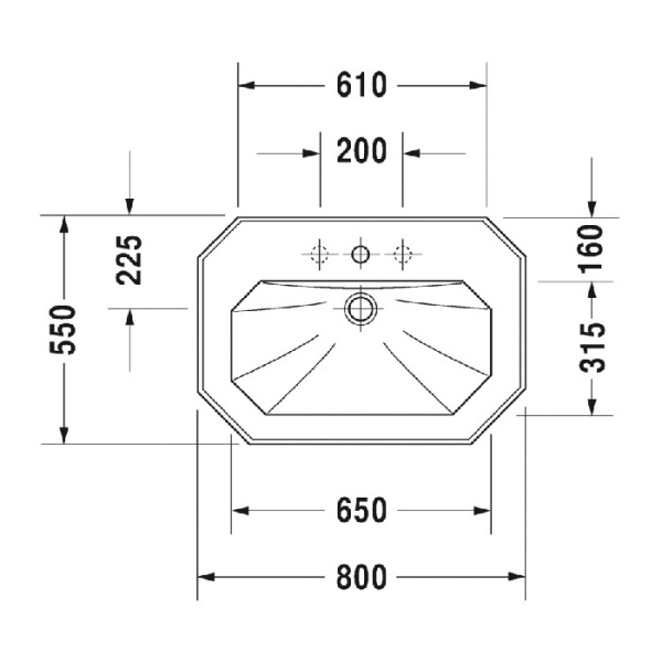 раковина встраиваемая duravit 1930 0438800030 80х55 см, цвет белый