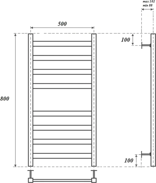 полотенцесушитель point меркурий pn83158b водяной, 50x80 см, черный