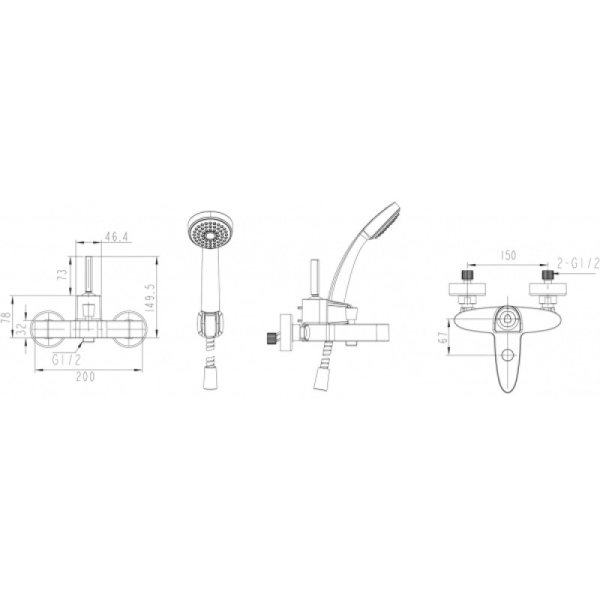 смеситель для ванны с душем bravat spring 7f679113c-b