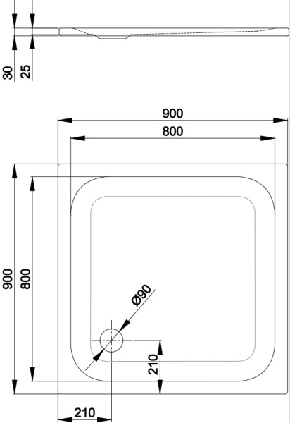 душевой поддон bette betteultra 5930-000 90х90 см , квадратный, цвет белый