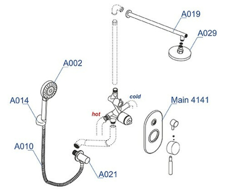 душевая система wasserkraft main a14129 цвет хром