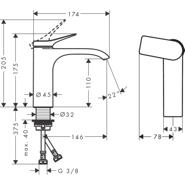 смеситель для раковины без донного клапана coolstart hansgrohe vivenis 75024670