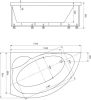 акриловая ванна aquatek аякс 2 170x100 l ayk170-0000085 без гидромассажа с фронтальной панелью с каркасом (вклеенный) со слив-переливом