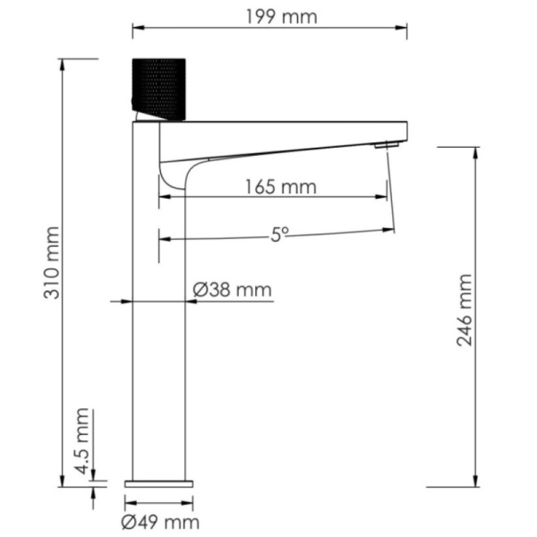 смеситель для раковины wasserkraft schunter 8203h, цвет золото матовое