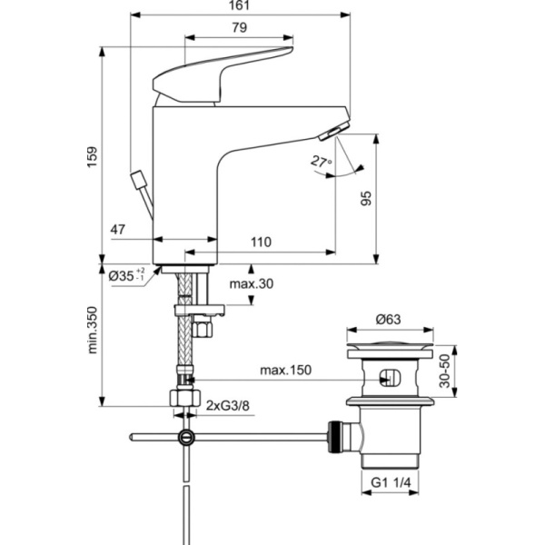 смеситель для раковины ideal standard ceraflex b1712aa