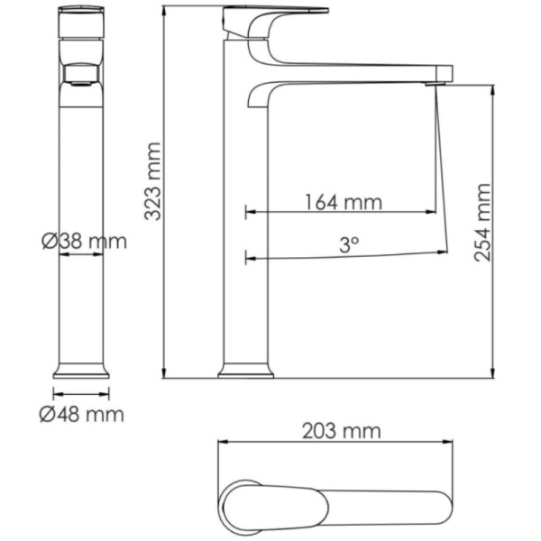 смеситель для раковины wasserkraft spree 1403h, никель