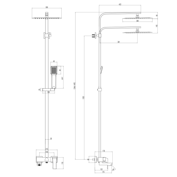 душевая система lemark unit lm4562c