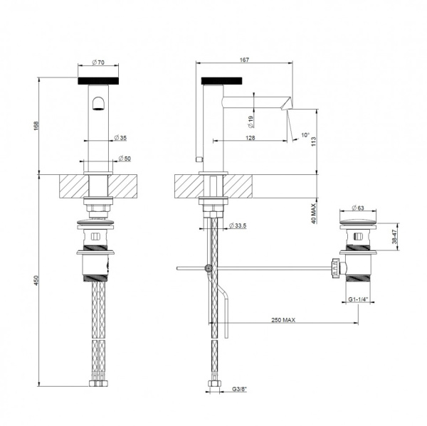 смеситель для раковины gessi anello 63301#031