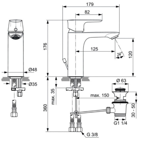 смеситель для раковины ideal standard connect air a7053aa