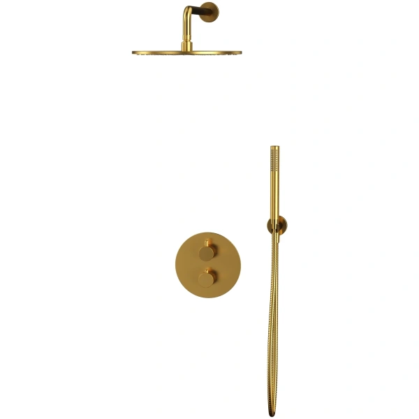душевой комплект whitecross y yset08glb 300 мм, с термостатом, золотой матовый