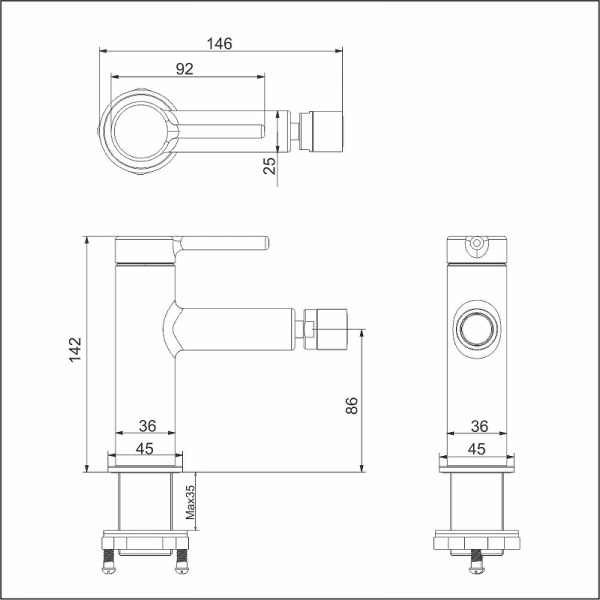 смеситель для биде excellent pi arex.1203gl (золото)