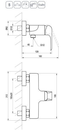 смеситель для душа ravak flat fl 032.20/150 x070177 черный матовый