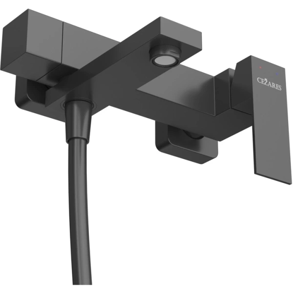 смеситель для ванны cezares slider slider-vd-nop с душевым гарнитуром, черный матовый