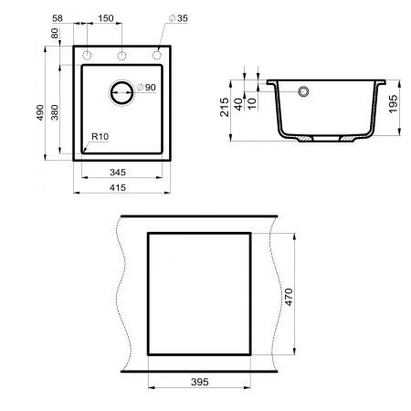 мойка кухонная point динара 42 pn3004al, серый