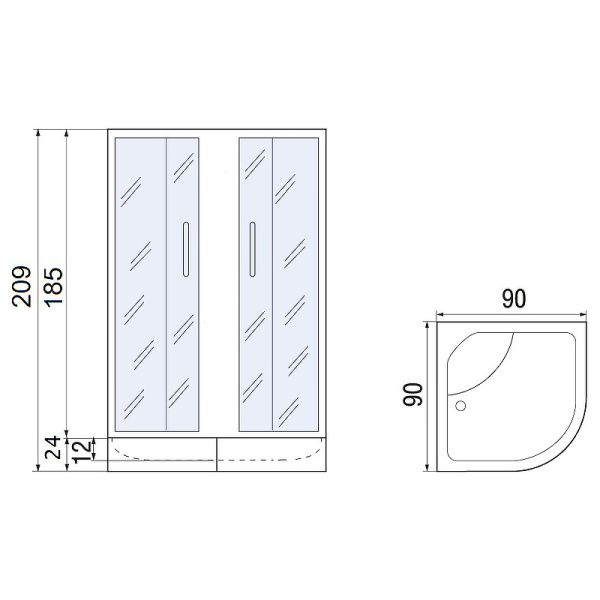 душевой уголок river don xl 90x90 mt 10000011744 с поддоном