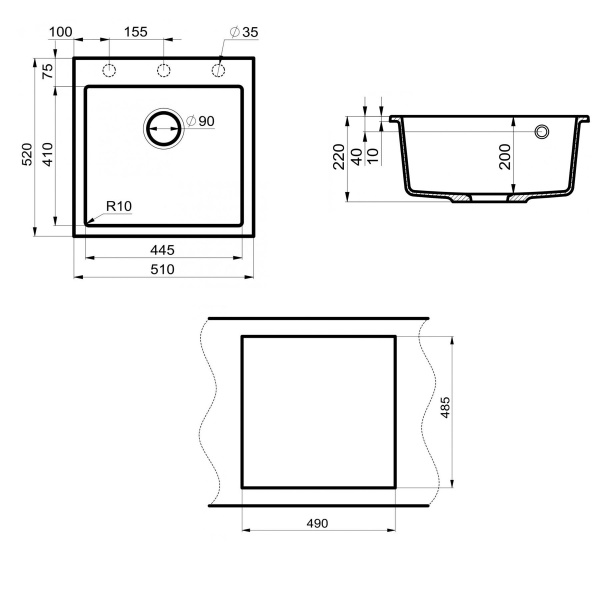 мойка кухонная point арбель 51 pn3001w, белый