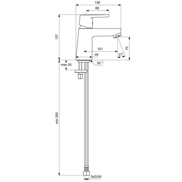 смеситель для раковины ideal standard vito b0407aa