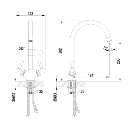 смеситель для кухни c высоким поворотным изливом lemark plus balance lm1305c