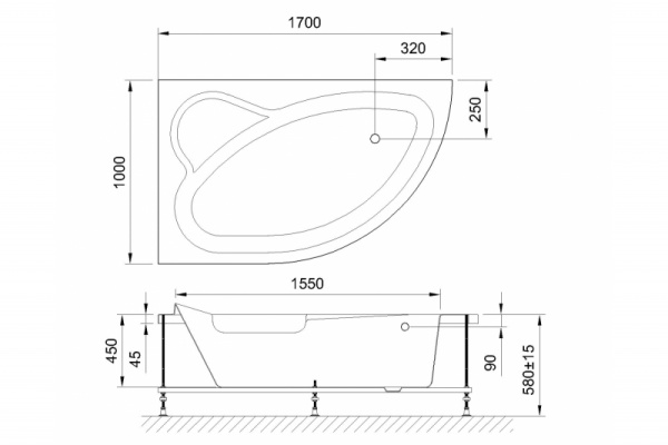 акриловая ванна royal bath alpine de luxe 170x100 rb819102dl-l с гидромассажем