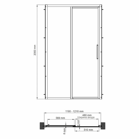 душевая дверь wasserkraft lopau 120 32s05l профиль цвет хром стекло прозрачное