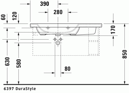 раковина полувстраиваемая duravit durastyle 2325100030