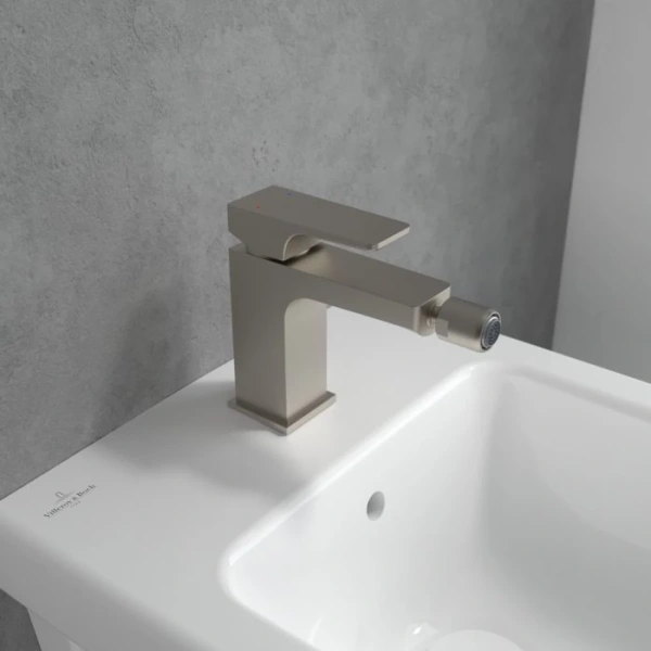 смеситель villeroy & boch architectura square tvb12500100064 для биде, с донным клапаном, никель матовый