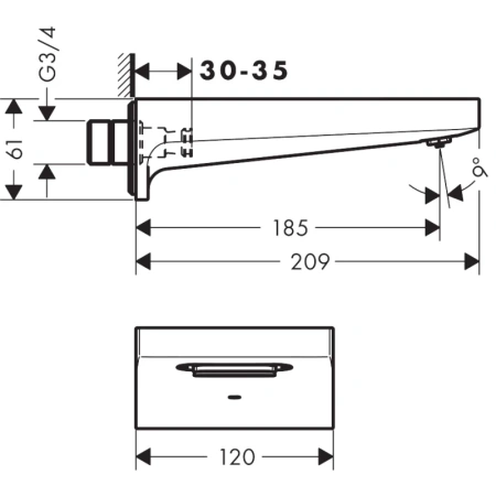 излив для ванны 185 мм hansgrohe metropol 32543340