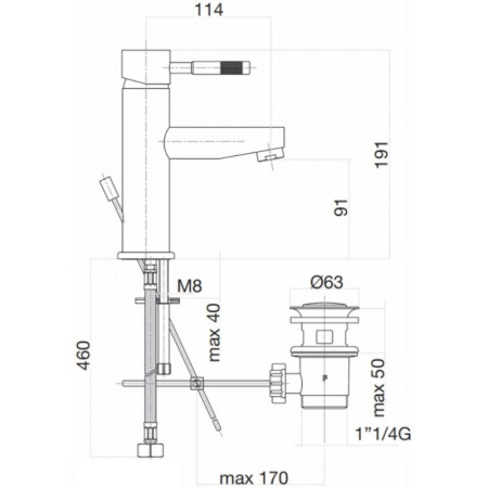 смеситель для раковины с донным клапаном webert rimini ri830102015