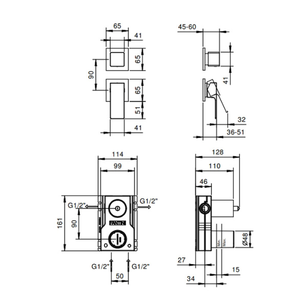 смеситель для душа fantini mint 34 02 f181b цвет хром