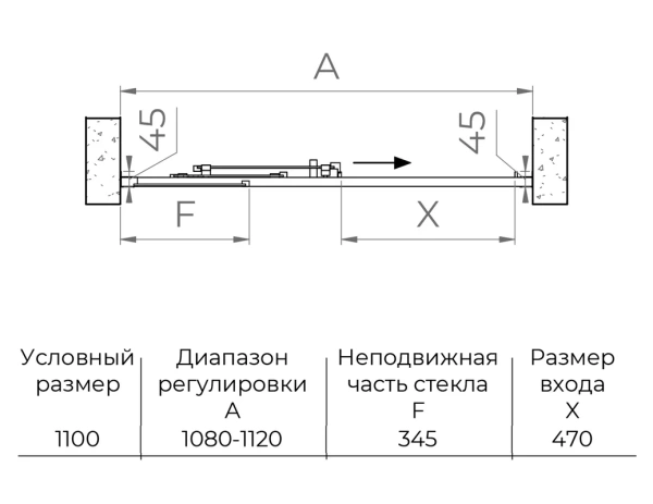 душевая дверь в нишу rgw classic 410911111-11 cl-111 110х185, профиль хром