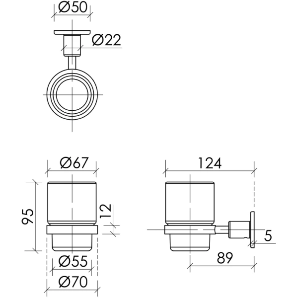 Стакан для зубных щеток Sancos Base SC9030GG настенный, вороненая сталь