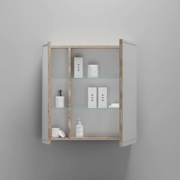 зеркало-шкаф sancos mirror 70 с подсветкой, дуб галифакс натуральный